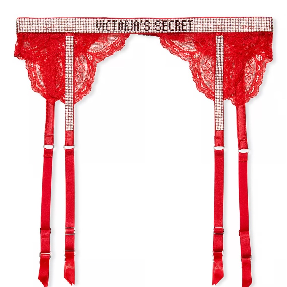 Victoria's Secret Shine Red Very Sexy Garter Belt. Xs/S